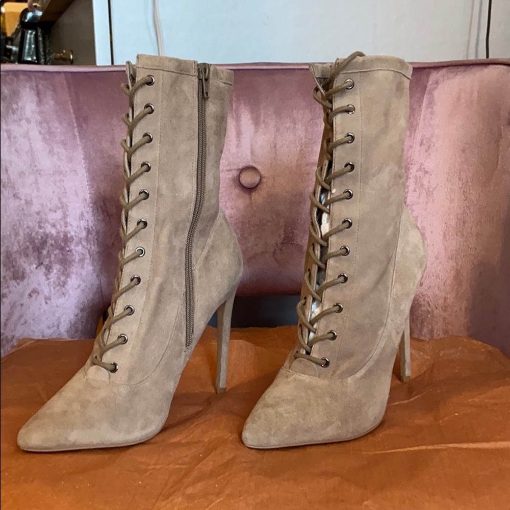 Tan suede lace up boots from Steve Madden!